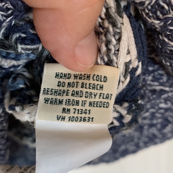 VTG L.L. Bean Cotton Blue Argyle Knit Fisherman Pullover Sweater Womens Medium - Picture 14 of 14